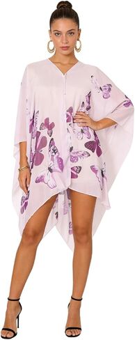 Women's Chiffon Scarf Shawl Butterfly Printed Cape Scarves Wraps Bikini Swimsuit Cover Up Beachwear in Kuwait