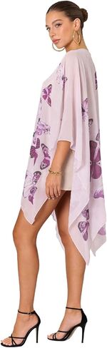 Women's Chiffon Scarf Shawl Butterfly Printed Cape Scarves Wraps Bikini Swimsuit Cover Up Beachwear in Kuwait