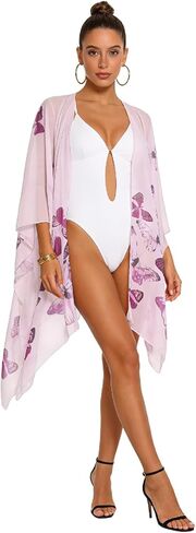 Women's Chiffon Scarf Shawl Butterfly Printed Cape Scarves Wraps Bikini Swimsuit Cover Up Beachwear in Kuwait