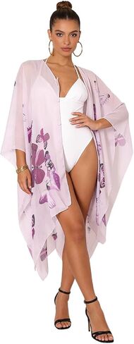 Women's Chiffon Scarf Shawl Butterfly Printed Cape Scarves Wraps Bikini Swimsuit Cover Up Beachwear in Kuwait