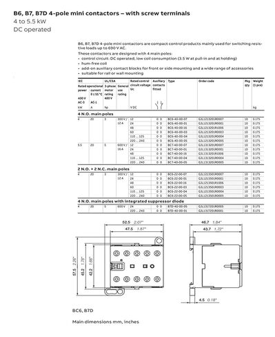 B6 B7 B7D قواطع صغيرة ذات 4 أقطاب DC BC6-40-00 BC7-40-00 BC6-22-00 B7D-40-00(BC6-40 24V) in Kuwait