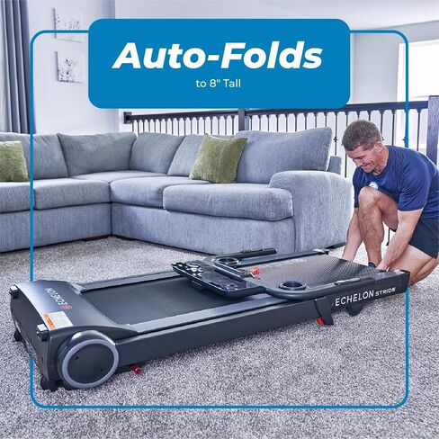 Echelon Stride Treadmill , Smart Foldable, 300 Lb Capacity, Motorized Incline, Comfortable Air Cushioning Deck , Elevate Home Workouts, Easy Storage, USB Charging Port + 30-Day Free Membership in Kuwait