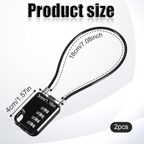 قطعتان من القفل المدمج ذو التصميم المدمج القابل لإعادة الضبط المكون من 4 أرقام مع كابل بطول 7 بوصات، وقفل كومبو لكابلات متينة من الفولاذ المقاوم للصدأ، وأقفال كابلات صغيرة مع قفل متعدد الأغراض لحقيبة السفر، وصالة الألعاب الرياضية in Kuwait