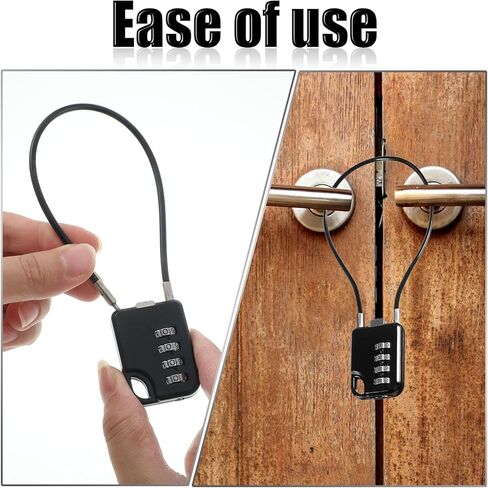 قطعتان من القفل المدمج ذو التصميم المدمج القابل لإعادة الضبط المكون من 4 أرقام مع كابل بطول 7 بوصات، وقفل كومبو لكابلات متينة من الفولاذ المقاوم للصدأ، وأقفال كابلات صغيرة مع قفل متعدد الأغراض لحقيبة السفر، وصالة الألعاب الرياضية in Kuwait