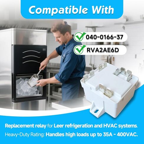 35A 400VAC HVAC Start Relay 1394121 - متوافق مع أنظمة التبريد Leer، يستبدل 040-0166-37 RVA2AE6D للمجمدات والمبردات in Kuwait