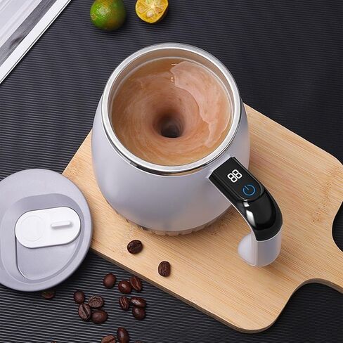 Automatic Drink Mixer with 200mAh Battery Cup Stainless Steel Food Grade Temperature Display Stirring Mug Intelligent Stirring Travel Mug for Hot/Cold Drink in Saudi Arabia