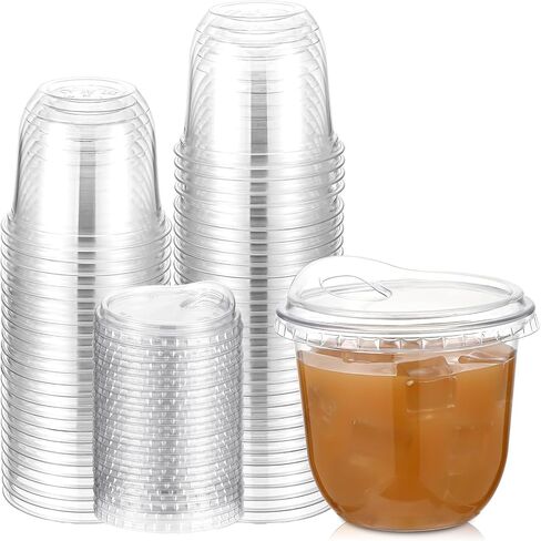 Baderke Clear Plastic Cups with Strawless Sip Lids Disposable Round Bottom Togo Cups for Coffee Smoothie Cold Beverage Coffee Shops and Party Catering(16 oz,50 Pcs) in Saudi Arabia