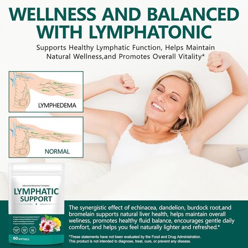 Lymphatic Drainage Supplement, with Echinacea, Dandelion and Burdock, Promotes Healthy Circulation & Fluid Balance, Lymph System Support Supplement for Women & Men - 60 Softgels in Saudi Arabia