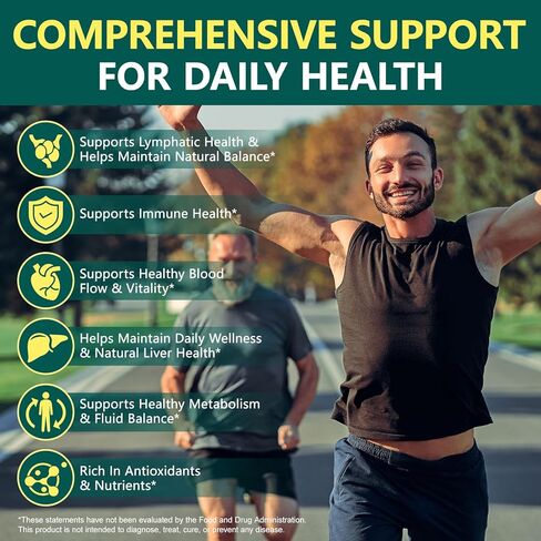 Lymphatic Drainage Supplement, with Echinacea, Dandelion and Burdock, Promotes Healthy Circulation & Fluid Balance, Lymph System Support Supplement for Women & Men - 60 Softgels in Saudi Arabia