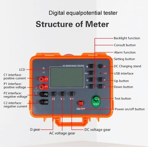 Equipotential Bonding Resistance Meter 30.00KΩ for Measuring Resistance of The Connection Conductors Between Various Electrical Equipments and Earth Ground,The DC Resistance of Transformers in Saudi Arabia