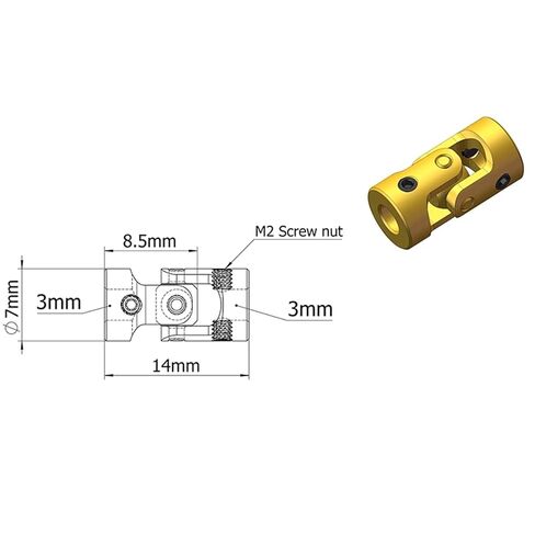 Mini Coupling Brass Universal Joint 3mmx3mm Diameter 7mm Length 13mm Model Ship Coupler Gimbal 1Pcs in Saudi Arabia
