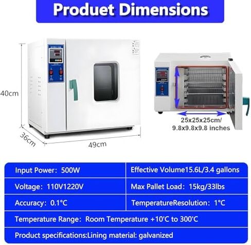 فرن تجفيف المختبر الرقمي سعة 40 لتر، فرن تسخين وتجفيف مزود بمقياس للضغط، وحدة تحكم رقمية، بطانة مجلفنة للاستخدام الصناعي والمعملي، فعال وموثوق in Kuwait
