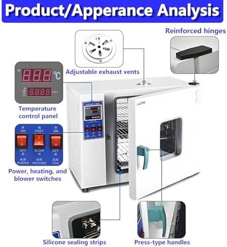 فرن تجفيف المختبر الرقمي سعة 40 لتر، فرن تسخين وتجفيف مزود بمقياس للضغط، وحدة تحكم رقمية، بطانة مجلفنة للاستخدام الصناعي والمعملي، فعال وموثوق in Kuwait