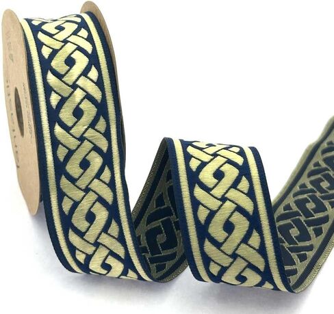 11 Yard Jacquard Burgundy Celtic Knot Ribbon Sewing Trim 1.37 inch, Vintage Jacquard Ribbon, for DIY Sewing Trim in Kuwait