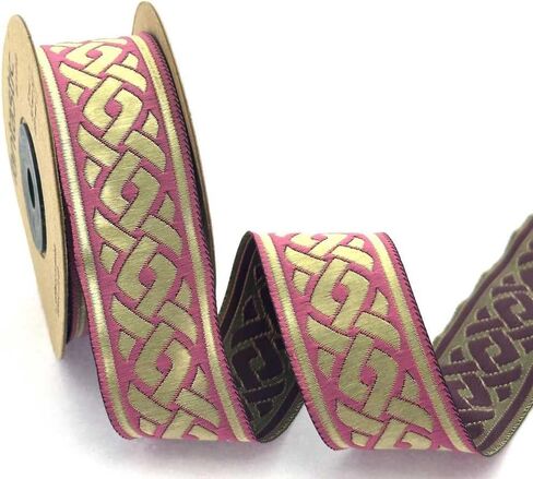 11 Yard Jacquard Burgundy Celtic Knot Ribbon Sewing Trim 1.37 inch, Vintage Jacquard Ribbon, for DIY Sewing Trim in Kuwait