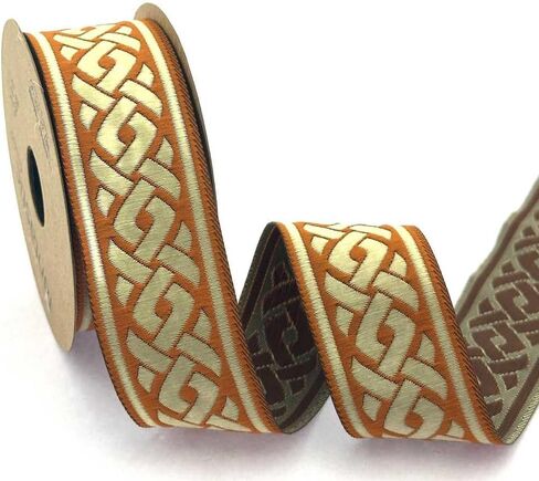 11 Yard Jacquard Burgundy Celtic Knot Ribbon Sewing Trim 1.37 inch, Vintage Jacquard Ribbon, for DIY Sewing Trim in Kuwait