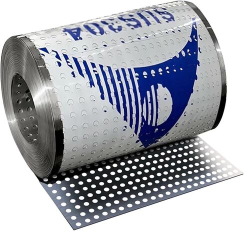 304 Stainless Steel Perforated Sheet - Round Ventilation Mesh Shield, Decorative Grate Screen, Balcony Window Fence, Punching Plate, 45x100cm, Durable Outdoor Metal Cover in Saudi Arabia