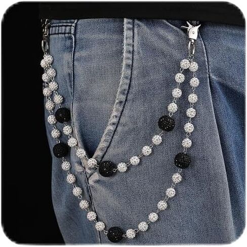 SKQIR Hip Hop Wallet Chain for Men Jeans Pocket Belt Chain Disco Rhinestone Beads Hip Hop Jewelry Gifts Goth Accessories for Men in Kuwait