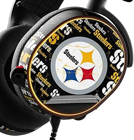 Skinit Decal Skin Compatible with SteelSeries Arctis 3 Gaming Headset - Officially Licensed NFL Pittsburgh Steelers Black Blast Design in Saudi Arabia