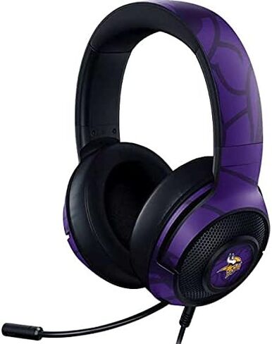 ملصق Skinit متوافق مع سماعة الألعاب Razer Kraken X - تصميم رؤية مزدوجة مرخص رسميًا من NFL Minnesota Vikings in Saudi Arabia