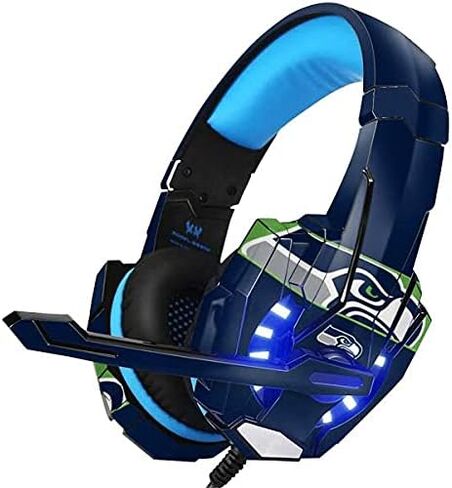 غلاف Skinit متوافق مع سماعة الألعاب BENGOO G9000 - تصميم بلوك منطقة NFL Seattle Seahawks المرخص رسميًا in Saudi Arabia