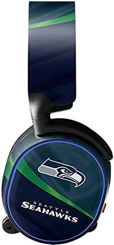 ملصق Skinit متوافق مع سماعة الألعاب SteelSeries Arctis 3 - تصميم NFL Seattle Seahawks المرخص رسميًا in Saudi Arabia
