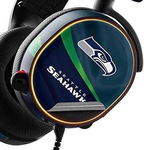 ملصق Skinit متوافق مع سماعة الألعاب SteelSeries Arctis 3 - تصميم NFL Seattle Seahawks المرخص رسميًا in Saudi Arabia