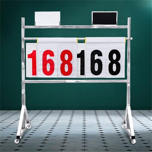 Digit Scoreboard Floor-Standing Basketball Game Scoreboard Turning Point Rack Turning Point Board Stainless Steel Football Scoring Rack Scoring Equipment,Silver-124X115Cm in Saudi Arabia