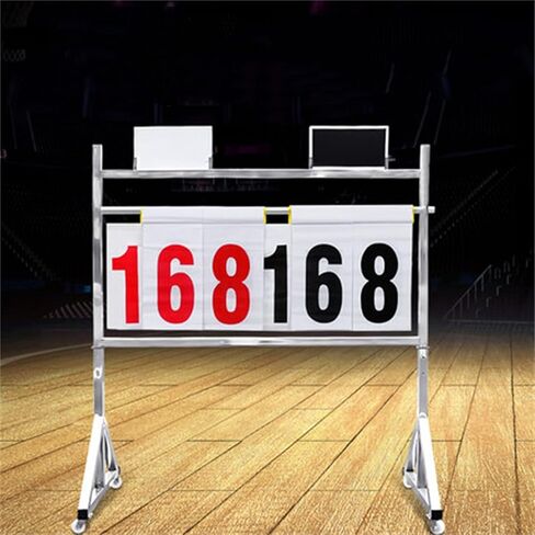 Digit Scoreboard Floor-Standing Basketball Game Scoreboard Turning Point Rack Turning Point Board Stainless Steel Football Scoring Rack Scoring Equipment,Silver-124X115Cm in Saudi Arabia