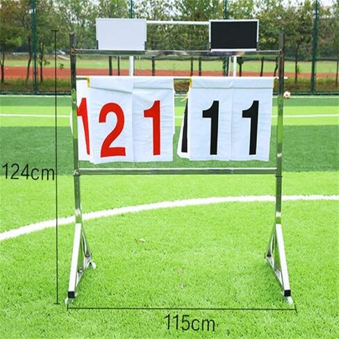 Digit Scoreboard Floor-Standing Basketball Game Scoreboard Turning Point Rack Turning Point Board Stainless Steel Football Scoring Rack Scoring Equipment,Silver-124X115Cm in Saudi Arabia