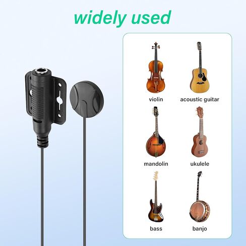 SinLoon Piezo Pickup، محول طاقة غير مثقب للجيتار الصوتي والكمان والقيثارة والماندولين الصيني والكاجون مع كابل 40 سم ومقبس أنثى 1/4 بوصة in Saudi Arabia