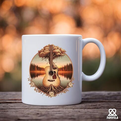 Panvola Acoustic Guitar Tree By The Lake Guitarist Gifts Guitar Player Boyfriend Husband Dad Brother Guitar Lover Gifts Musicians Novelty Drinkware Ceramic Mug 11 oz White in Saudi Arabia