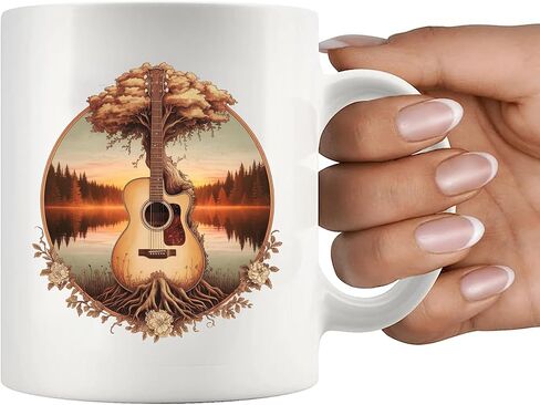 Panvola Acoustic Guitar Tree By The Lake Guitarist Gifts Guitar Player Boyfriend Husband Dad Brother Guitar Lover Gifts Musicians Novelty Drinkware Ceramic Mug 11 oz White in Saudi Arabia