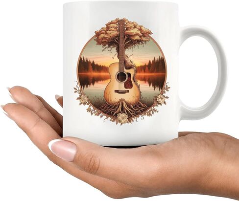 Panvola Acoustic Guitar Tree By The Lake Guitarist Gifts Guitar Player Boyfriend Husband Dad Brother Guitar Lover Gifts Musicians Novelty Drinkware Ceramic Mug 11 oz White in Saudi Arabia