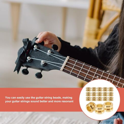 Totority Guitar String Ball End Beads,80Pcs Bulk Metal Tail Parts for Acoustic Folk & Classical Guitar, Gold Replacement Bridge Beads for Custom String Making, Enhances Resonance and Sustain in Saudi Arabia