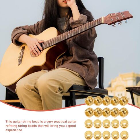 Totority Guitar String Ball End Beads,80Pcs Bulk Metal Tail Parts for Acoustic Folk & Classical Guitar, Gold Replacement Bridge Beads for Custom String Making, Enhances Resonance and Sustain in Saudi Arabia