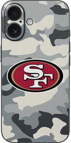 Skinit Decal Phone Skin Compatible with iPhone 16 - Officially Licensed NFL San Franciso 49ers Black & White Design in Saudi Arabia