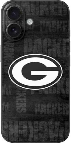 غلاف هاتف Skinit متوافق مع هاتف iPhone 17 - تصميم باللونين الأبيض والأسود مرخص رسميًا من NFL Green Bay Packers in Saudi Arabia