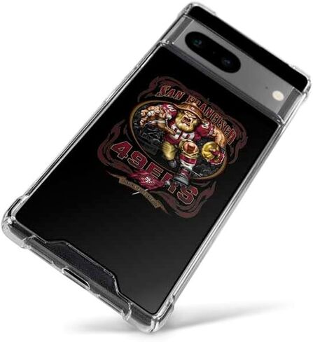 حافظة هاتف Skinit الشفافة متوافقة مع Google Pixel 8 - تصميم خلفي للجري مرخص رسميًا باللون الأزرق السائل NFL San Francisco 49ers in Saudi Arabia