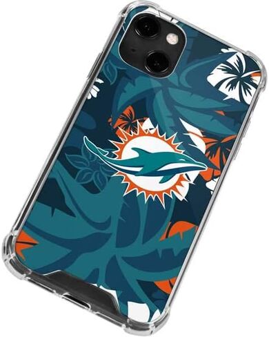 Skinit Clear Phone Case Compatible with iPhone 13 - Officially Licensed NFL Miami Dolphins Tropical Print Design in Saudi Arabia