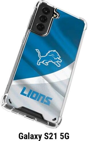 حافظة هاتف Skinit الشفافة متوافقة مع هاتف Galaxy S21 5G - تصميم مرخص رسميًا من NFL Detroit Lions in Saudi Arabia