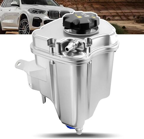 خزان خزان سائل تبريد المحرك من الألومنيوم مع (مستشعر وغطاء) لـ 2016-2020 BMW 530e, 530i, 530i xDrive, 540i, 540i xDrive, 740e xDrive, 740i, 740i xDrive | يستبدل #17138610656 17138742975 in Kuwait