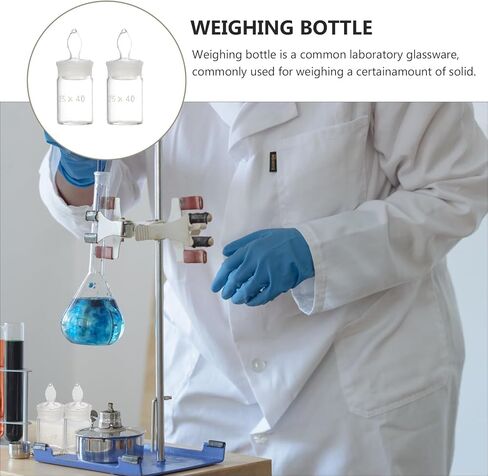 2pcs Glass Weighing Bottles Low Form Flat Specific Gravity Laboratory Bottles 25 X 40mm Chemical Weighing Glassware for Scientific Analysis in Saudi Arabia