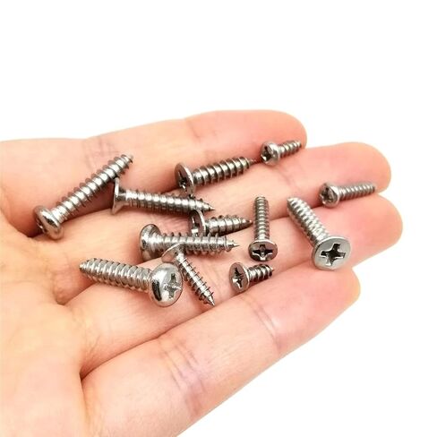 250-1010 قطعة 1 صندوق M1.2 M1.4 M1.7 M2 M3 M4 فيليبس شقة غاطسة مستديرة عموم رئيس الخشب الذاتي التنصت المسمار مزيج أحجام مجموعة 304 الفولاذ المقاوم للصدأ (غاطسة M3 300 قطعة) in Kuwait