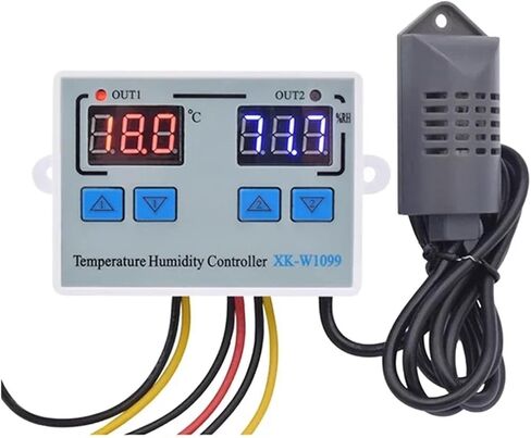 W1099 110 فولت 220 فولت 12 فولت 24 فولت الرقمية LED جهاز التحكم بدرجة الحرارة والرطوبة لحاضنة ميزان الحرارة الرطوبة متر الاستشعار ترموستات in Kuwait