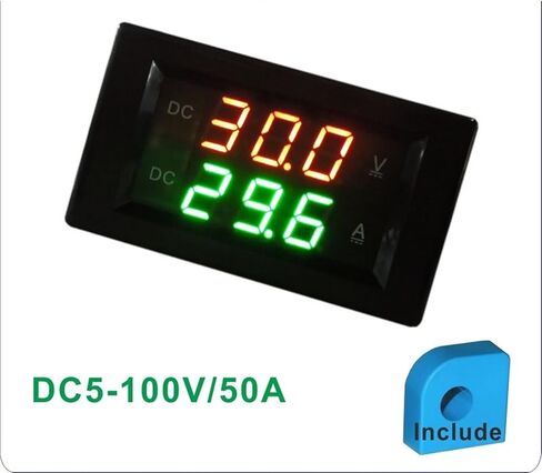 LED الرقمية الجهد الحالي متر 5-100 فولت الاستشعار تيار مستمر 0-50A تيار مستمر الفولتميتر مقياس التيار الكهربائي اختبار إلى الأمام التيار السلبي فولت أمبير متر in Kuwait