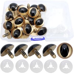 BESTCYC 1Box(30pcs) 24mm Large Plastic Safety Eyes Cat Eyes Craft Eyes with Washers for Doll, Puppet, Plush Animal Making
