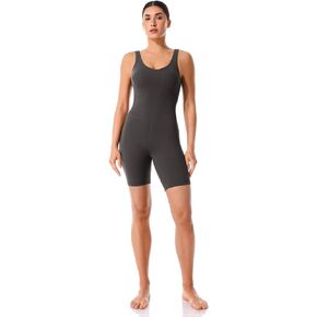 Lavento Women's Athletic Romper 8" - Padded Tank Tops Workout Bike Bodysuit