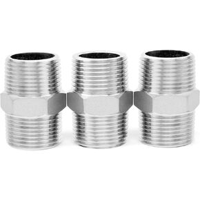 ChillWaves 304 Stainless Steel Pipe Fitting, Hex Nipple 3/4" NPT Male x 3/4" NPT Male Thread Adapter(6-PACK)
