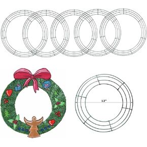 16 inch Round Wire Wreath Frames Green, Pack of 5 Wreath Forms Wreath Rings for DIY Christmas New Year Decor